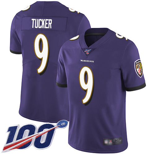 Baltimore Ravens Limited Purple Men Justin Tucker Home Jersey NFL Football 9 100th Season Vapor Untouchable